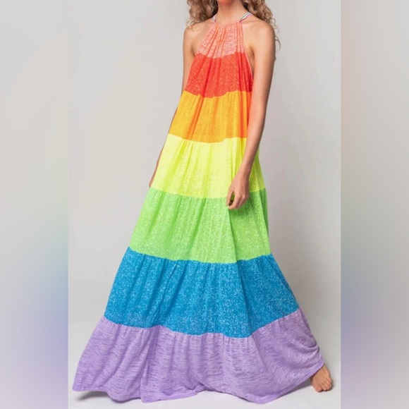 Pitusa Popsicle Halter Dress Rainbow-Petite NWT - Picture 6 of 13
